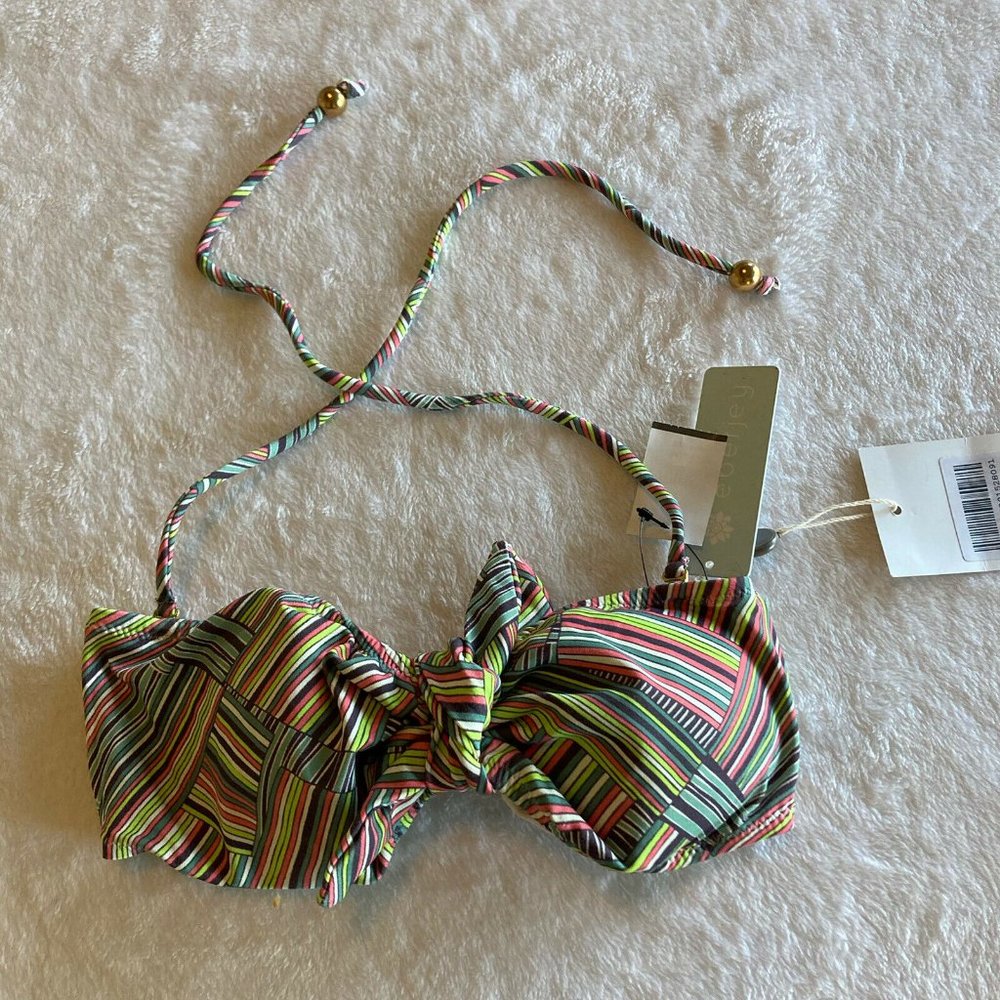NWT Eberjey Dreamweaver Lola Bandeau Bikini Top Charcoal S